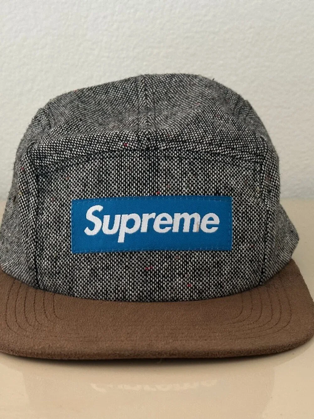 SUPREME Donegal Wool Blue Box Hat Logo 5 Panel Camp Cap Hat Authentic 2011 Men's